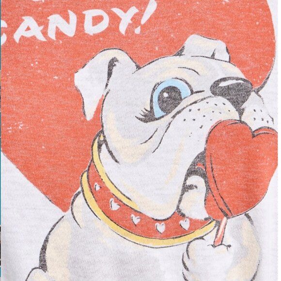 Re/Done Classic Tee Shirt I Want Candy Dog Valentine Vintage Cotton Small NWT - Picture 2 of 4